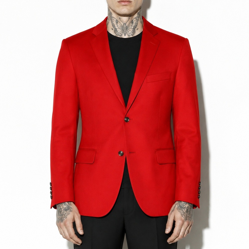 Vintage Stafford Hopsack Blazer Mens 50R Red Wool Stretch 2 Button Casual Jacket